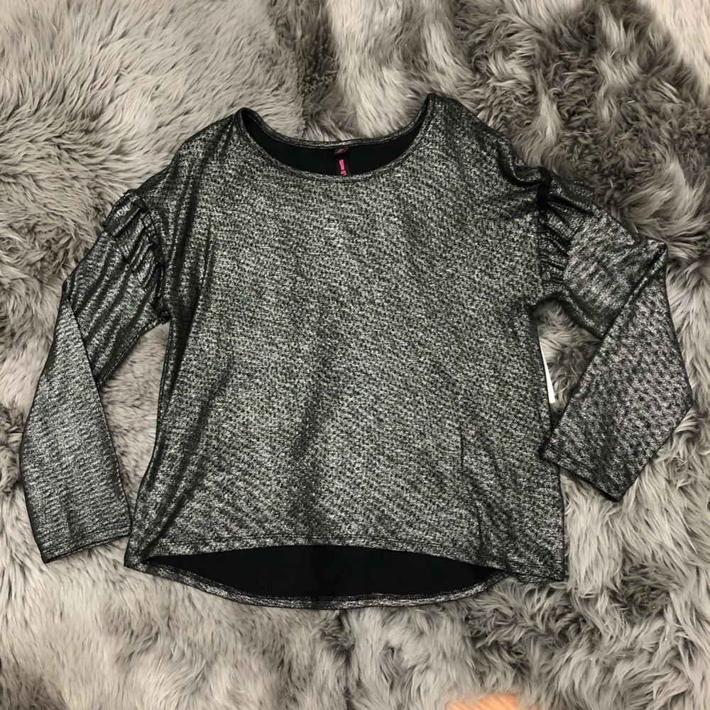 Design Lab Lord & Taylor | Girls Long Sleeve Shirt | Silver | XLarge